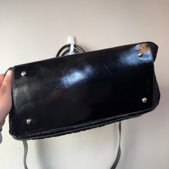 Vera Bradley Black Trimmed Trapeze Satchel Tote Quilted Shoulder Bag Purse - Picture 4 of 10